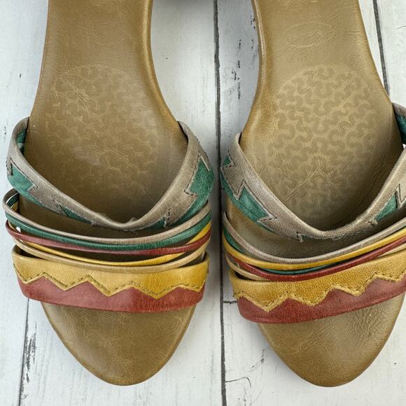 Anthropologie Latigo Colorful Leather Southwestern Pancho Wedge Sandal Size 10 - Picture 7 of 14
